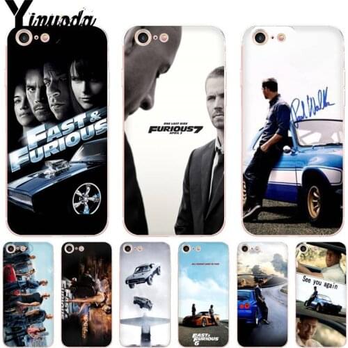 Yinuoda For iPhone 7 6 X Case Fast and Furious Moive 7 Transparent Phone Cover Case for iPhone 8 7 6 6S Plus X 5 5S SE 5C XS XR