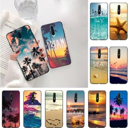 Summer beach starfish blue sky Silicone Black Phone Case For Oppo A5 A9 2020 A5S Reno2 z Renoace 3pro Realme5Pro