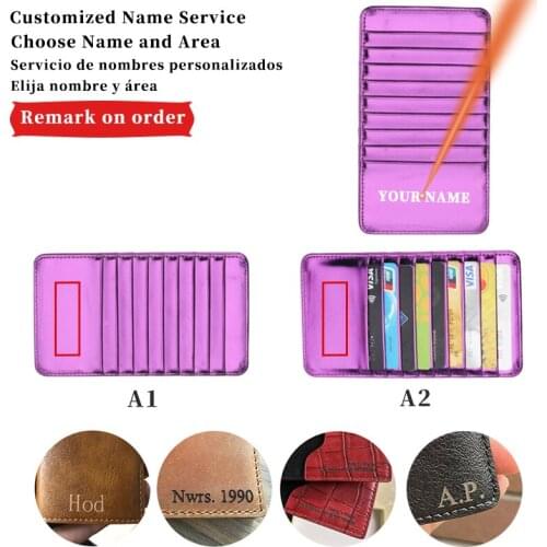 Customized Engraved Name Card Wallets Fashion Business Casual Card Holders Bank Women Men Credit ID Long Money Bag Gift