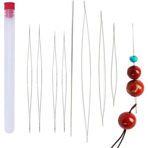 10PCS Big Eye Curved Beading Needles for Bracelet Necklace Stringing DIY String Jewelry Tools Long Sewing Beading Needles
