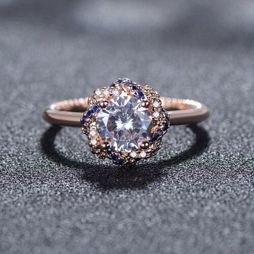 WYJZY Exquisite and unique inlaid zircon ring for women Classic Bridal Engagement Wedding Jewelry Ring Fashion Lady Wear Jewelry