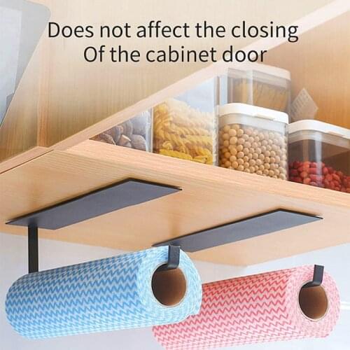 Kitchen Self-Adhesive Roll Rack Paper Towel Holder Tissue Hanger Storage Rack Nail-Free Cabinet Shelf Home Sundries Accessories