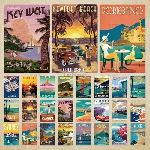 Lankshear City Beach Retro Tin Sign Metal Sign Room Bar Pub Club Man Cave Home Decor Landscape Vintage Art Metal Painting Plaque