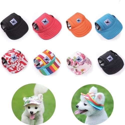 Adjustable Dog Hat Summer Shade Breathable Baseball Cap For Small Dogs Pet Hats With Ear Holes Outdoor Hiking Pet Accessories