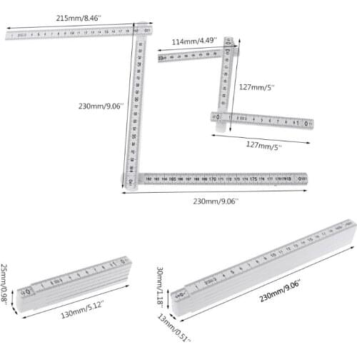 4X7B 1M 2M 10-parts Folding Carpenters Ruler Lightweight Compact Measuring Stick Slide Fold Up for Woodworking