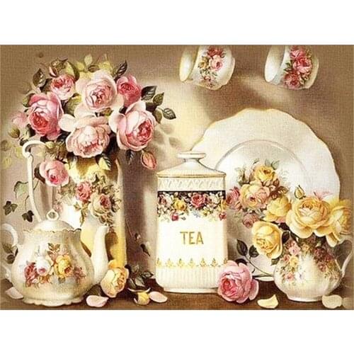 Flower DIY Embroidery Cross Stitch 11CT Kits Craft Needlework Set Cotton Thread Printed Canvas Home Decoration Hot Sell Room
