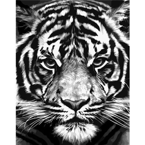 Sticker,5d DIY Diamond Mosaic Diamond Painting full Diamond Embroidery black and white tiger 3d Picture of Rhinestone,Home Decor