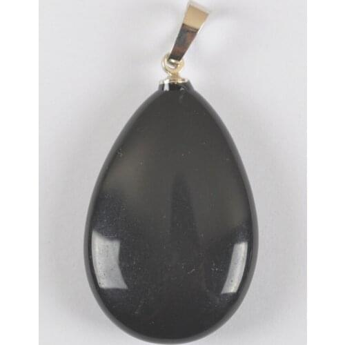 Natural Black Carnelian Stone Bead GEM Pendant Water-drop Fashion Jewelry For Gift S3046