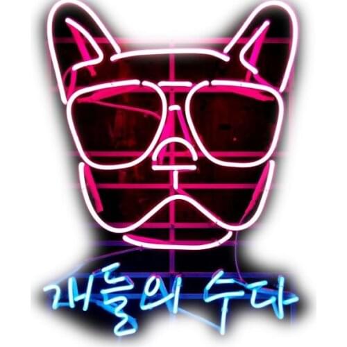 Neon Sign for Cool Dog Korean Neon Wall Anime Room Decor Display Glass Tube Handcrafted Arcade Art Neon Lamp for Beer Bar Wall