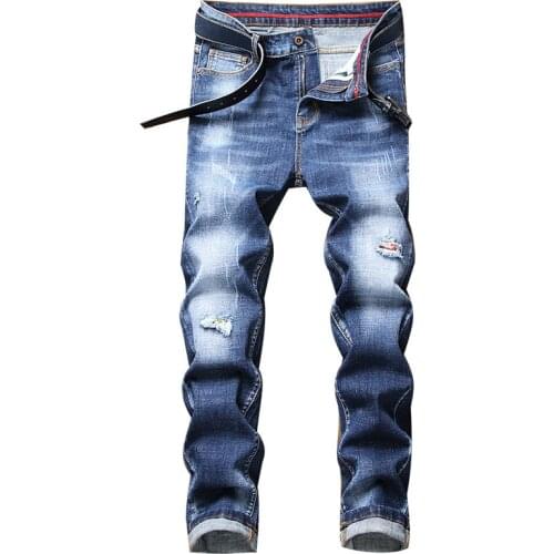 2021 New Design Pantalones Hombre Streetwear Elastic Jeans Men Pants Skinny Ripped Jeans Men