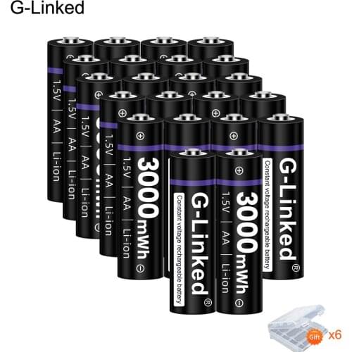 22PCS G-Linked Original 1.5V AA Li-ion 3000mWh AA 1.5V Rechargeable Battery Li-polymer Li-ion Polymer Lithium Batteries