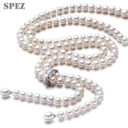 Hot Sale Tassel Fashion Long Pearl Necklace Genuine Natural Freshwater Pearl Necklaces For Women Jewelry Statement Gift