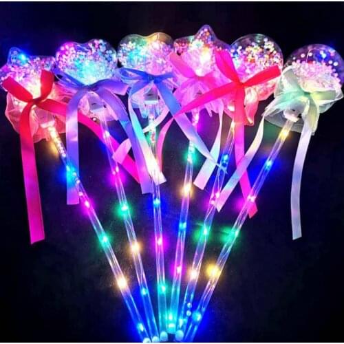 LED Light Sticks Clear Ball Star Shape Flashing Glow Magic Wands for Birthday Wedding Party Decor Pink Blue Purple 50pcs/lot