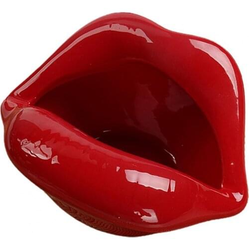 Cute Cartoon Lips Shape Ceramic Ashtray Trendy Mouth Home Mini Boyfriend Gift