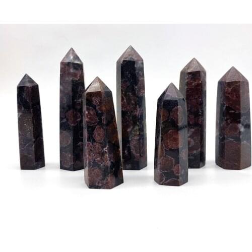 Drop shipping 1PC Natural Quartz Astrophyllite and Garnet Point Towers Crystals Healing Natural Stones and crystals