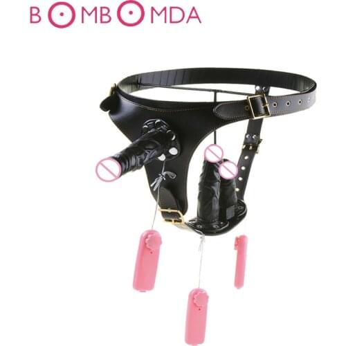 Adjustable Strap On Harness Dildo Vibrator Wearable Dildos Anal Plug Vagina Massage Underpant Belt Adult Sex Toys For Woman Gay