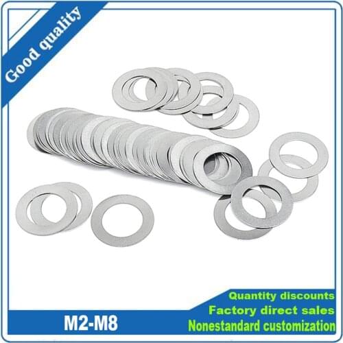 50pcs DIN988 304 Stainless Steel Ultra Thin Flat Washer M2 M3 M4 M5 M6 M7 M8 Adjusting Ultrathin Shim Plain Gasket 0.1/0.2/0.3mm