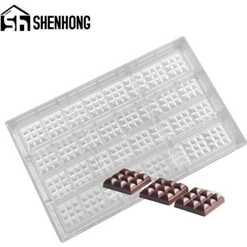 SHENHONG 5.6g Candy PC Plastic Mould 32 Cavity Polycarbonate Chocolate Mold Kitchen Bakeware Square Confectionery Baking Tools