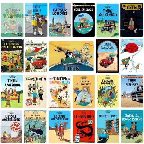 Vintage Tin Plates Cartoon Painting Home Bar Club Wall Decoration Metal Signs for Children Room World Adventure Poster