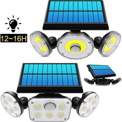 Solar Motion Lights Outdoor 3 Heads Solar Lamp Waterproof Solar Flood Light Lighting For Garden Garage Yard Wall