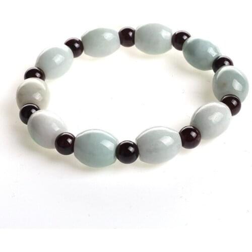 Women Bracelets Bangles Jadeite Emerald Rice-Shaped Beads Garnet Beads Bracelets Gift for Womens Jade Stone Jewelry