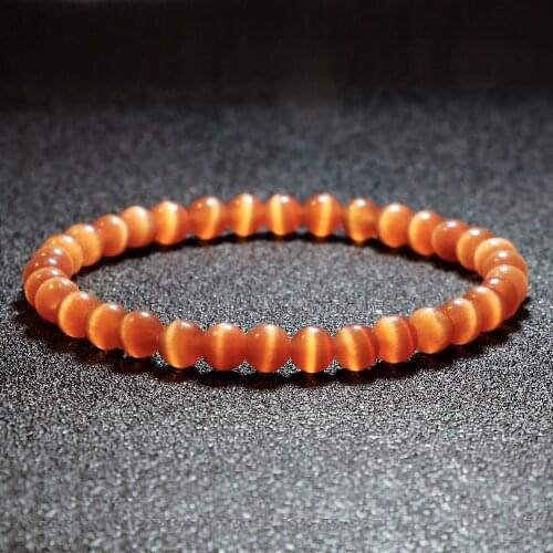 6MM Charm Cat Eye Bracelet Shiny Pink Natural Stone Elastic Rope Bracelets Women High Quality Bangles Chain Jewelry Gift Frie