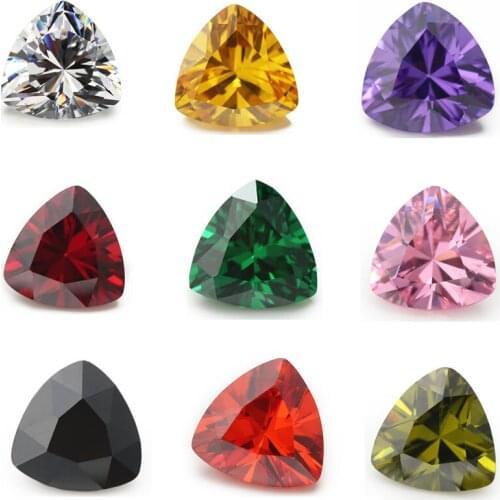 50pcs 3x3~10x10 AAAAA Trillion Shape Golden Yellow , Voilet,Olive , Purple, Black, Pink Cubic Zirconia Stone Loose