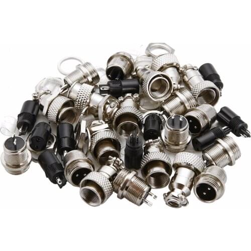 10 Set Electrical GX12 Aviation Plug Male + Female Socket Connector 2/3/4/5/6Pin 12mm Screw Head Dia. For Audio / Video Mayitr