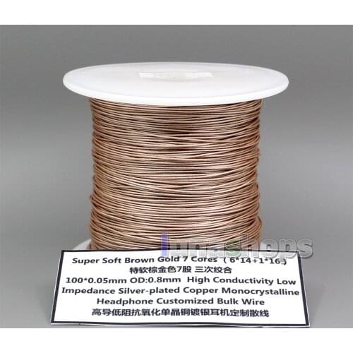 10m 7 Cores OCC Silver Plated (6*14+1*16) 100*0.05mm OD0.8mm High Conductivity Low Impedance headphone Bulk Wire LN006328