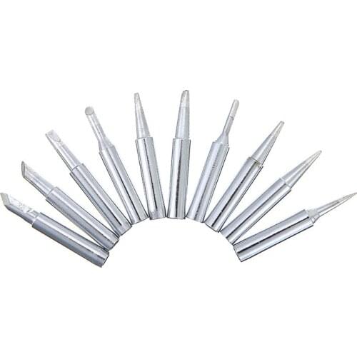11pcs Copper Soldering Iron Tip 936 Welding Table Thermostatic Iron Sleeve Tips Head 480 Degree Centigrade Heat Resistance