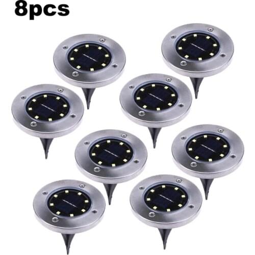2-8pcs 8 led Solar Power Buried Light Under Ground Lamp Outdoor Path Way Garden Decking terrace lighting Lawn Lamp grondspot sma