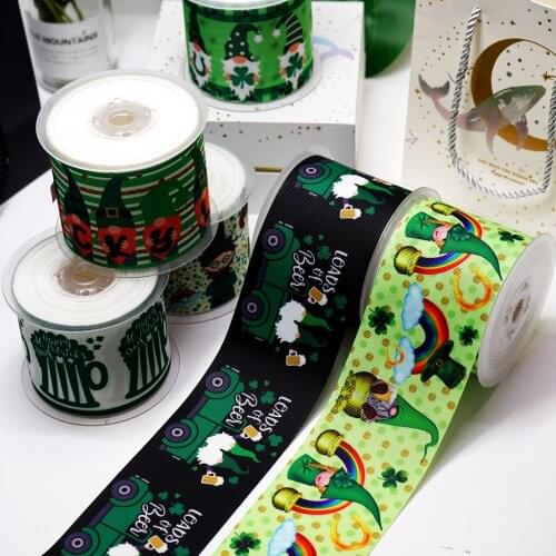 3 inch 75mm 38mm 25mm Saint Patrick Day Characters Printed Grosgrain Ribbons 49639