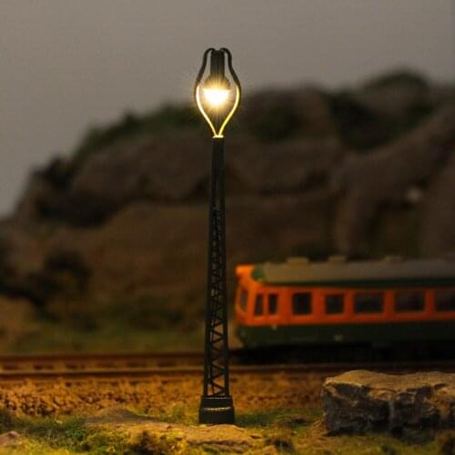 3pcs Model Railway Train N Scale Lamp Post 76mm 1:150 Two-heads Street Lights Post LEDs Miniature LQS67N