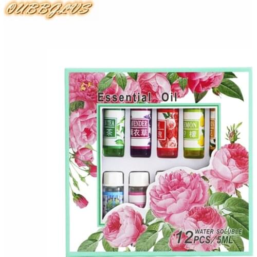 5ml*12 Water-Soluble Flower Fruit Essential Oil Set Relieve Stress For Air Humidifier Fragrance Lamp Air Aroma Diffuser