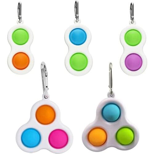 5 Pack Simple Dimple Fidget Toys,Keychain Stress Reliever Toy for Adults and Kids, Office and Desk Toys,Sensory Toy