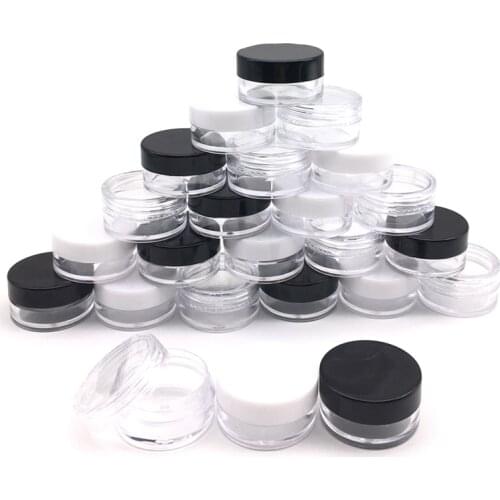 500pcs 2g Empty Plastic Jar Cosmetic Makeup Pots Transparent Sample Bottles Eyeshadow Cream Lip Balm Container