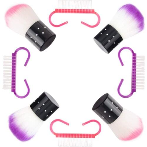 8Pcs Nail Cleaning Brush Dust Powder Brush Handle Nail Brush Grip Nail Brush Acrylic UV Gel Nails Art Manicure Care Accessory
