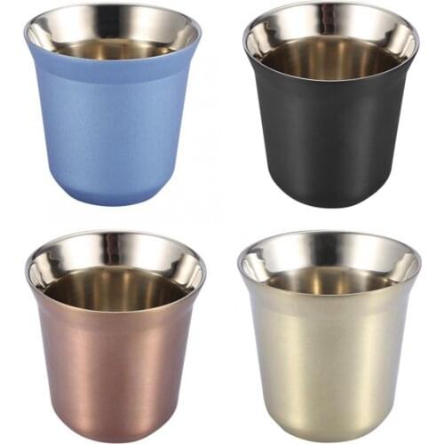 85ml Reusable Stainless Steel Double Wall Coffee Cup Beer Mug Tea Cups Home Kitchen Drinkware new
