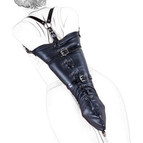 Over Shoulder Arm Binder Bondage Sleeve PU Leather Arm Binder Restraint Arms Behind Back Accessories Adult Costumes Sex Toys