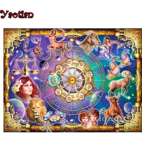 DIY Diamond Painting Constellation 12 Chinese zodiac Full Square Round Diamond Embroidery Kits Mosaic Home Decoration Wall Art