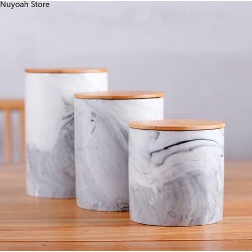 Household Marbled Storage Tank Creative 600ml Storage Tank Ceramic Sealed Tank Grain Separator Household Kitchen Supplies
