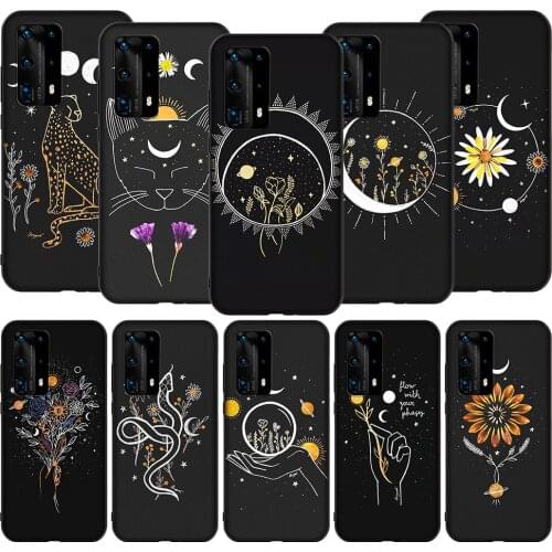 T180 Sun Flowers Cat Snake Moon Case for Huawei P9 P10 P20 P30 P40 Y6 Y7 Y9 Lite Pro Max Prime Mini 2019