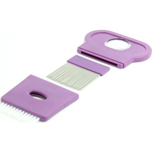 3 in 1 function with magnifier Needle pet flea Lice Comb Nit Free Kids Hair Rid Headlice stainless steel Metal Teeth purple