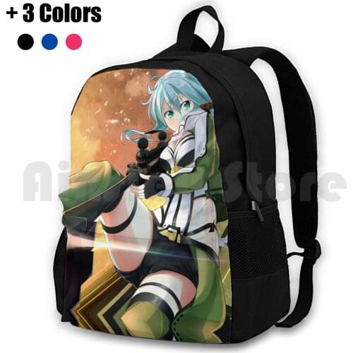 Sinon Rifle Outdoor Hiking Backpack Riding Climbing Sports Bag Sinon Rifle Girls Womens Lady Game Anime Manga Sexy Gun