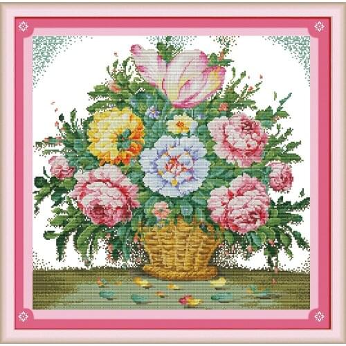 Everlasting Love Gorgeous Blossom (2) Chinese Cross Stitch Kits Ecological Cotton Stamped Printed 14CT DIY Christmas Decoration