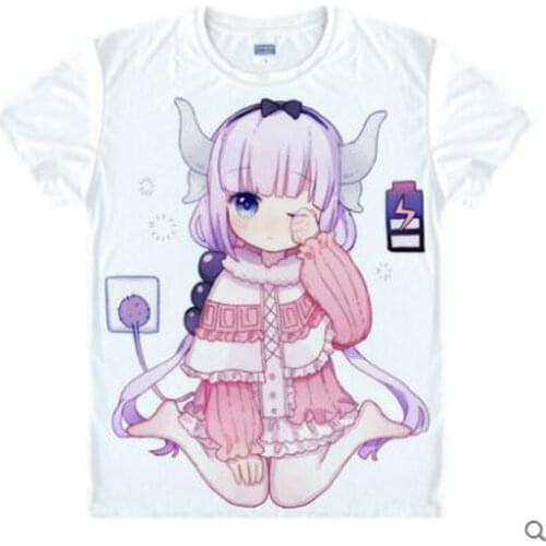 Anime T-shirt kobayashi-san chi no maid dragon Kanna Cosplay T Shirt Cartoon Tshirt Casual Short Sleeve Tees Men Women