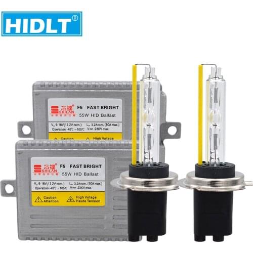 HIDLT Premium AC 55W HID Xenon Conversion Kit Car Light Bulb H1 H7 H11 9005 9006 9012 D2H 5500K White F5 Fast Start Ballast Kit