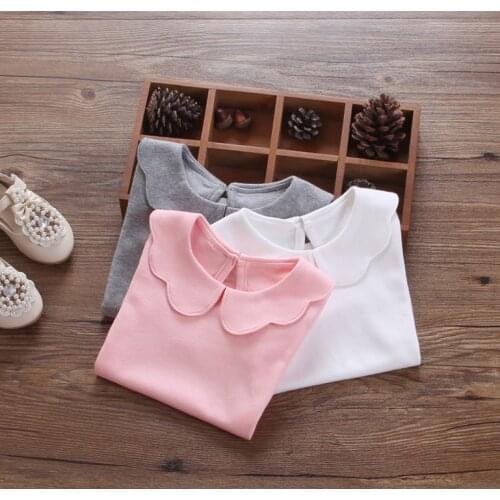 Newborn Baby Cotton Shirts Children Bottoming Shirt Kids Clothes Fashion Infant Long Sleeve Basic T-shirt Girls Lace Tops Summer