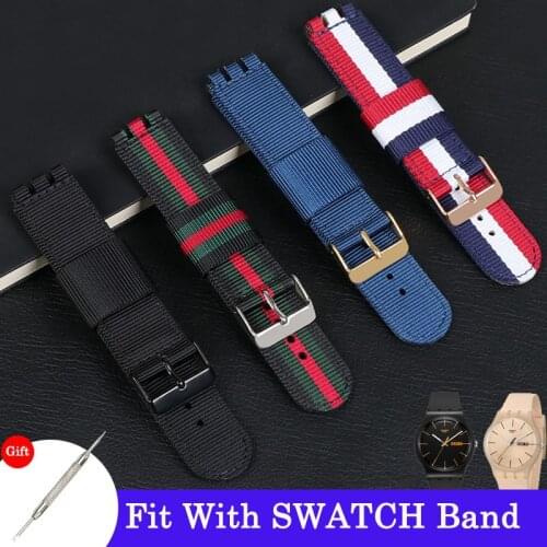 Canvas Nylon Watchband for SWATCH Nato Watch Belt Strap Watch Accessories Replacment Bracelet Wristband 17mm 19mm 20mm Width