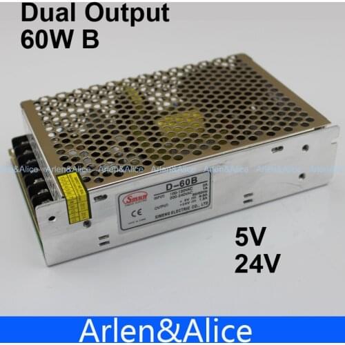 D 60W B Dual output 5V 24V Switching power supply AC to DC DC3A DC1.8A